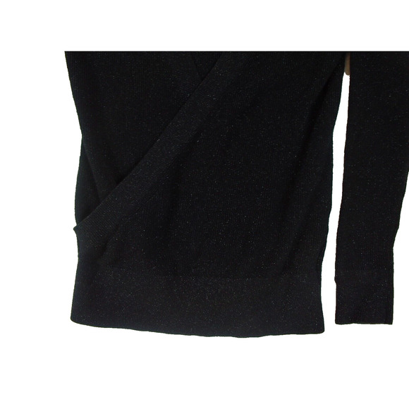 White House Black Market Long Sleeve Sweater Wrap Black Metallic Thread Size M - Picture 10 of 11